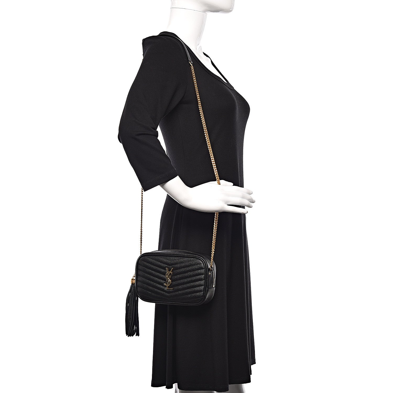 Saint Laurent Grain De Poudre Matelasse Monogram Mini Lou Camera Bag Black 2 of 10