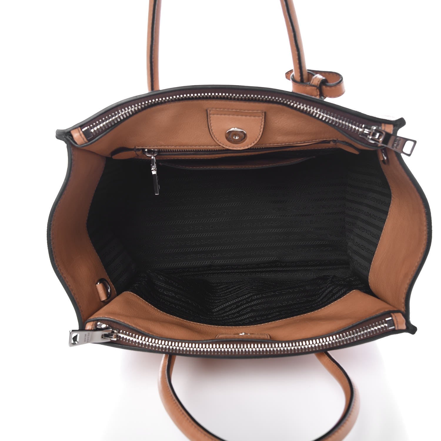 Prada Glace Calf Twin Pocket Tote Cannella 5 of 15