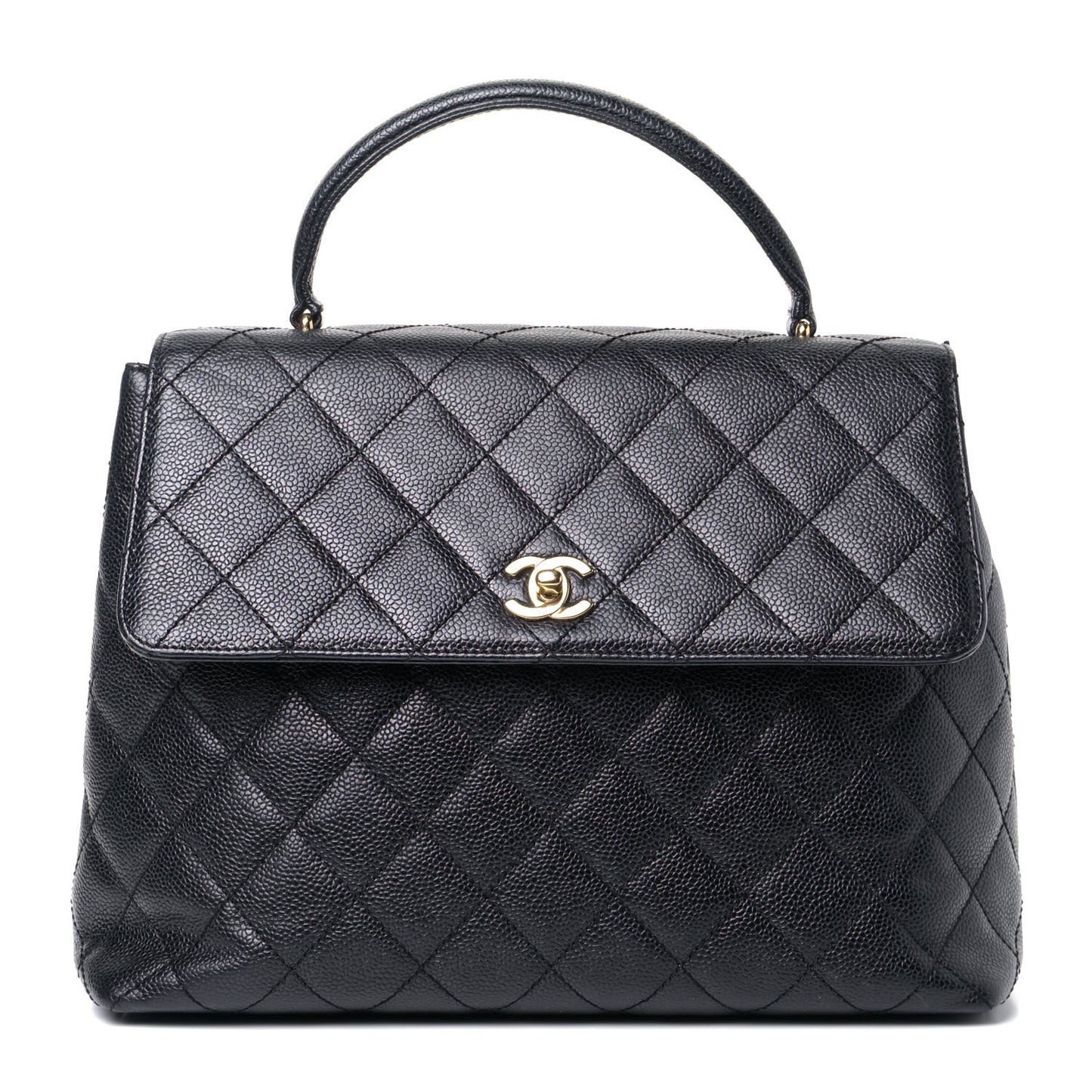 Caviar Quilted Jumbo Kelly Flap Black