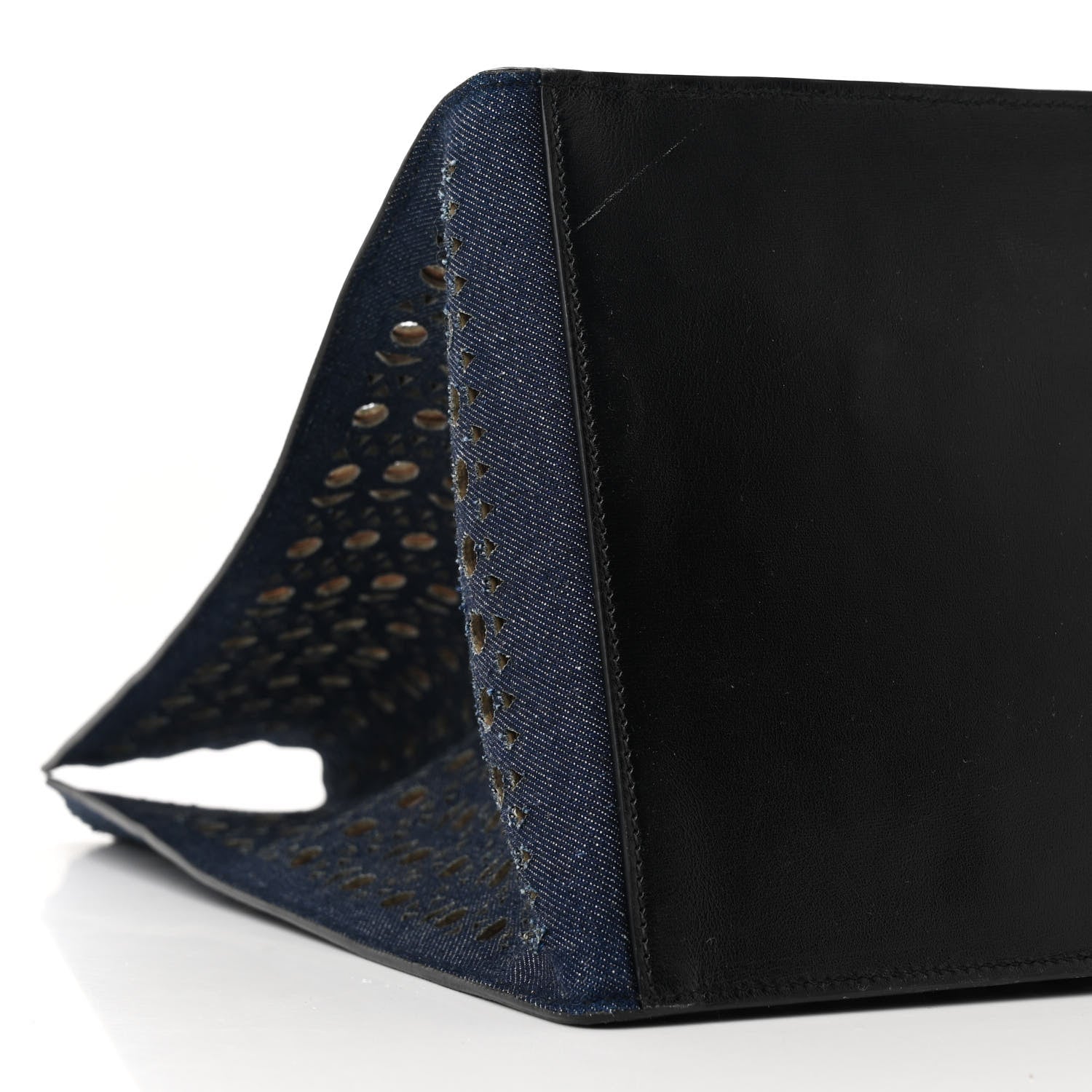 Alaia Denim Laser Cut Garance Tote Blue 10 of 14
