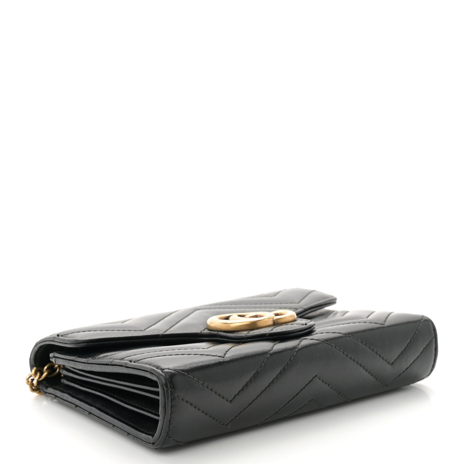 Gucci Calfskin Matelasse GG Marmont Chain Wallet Black 4 of 10
