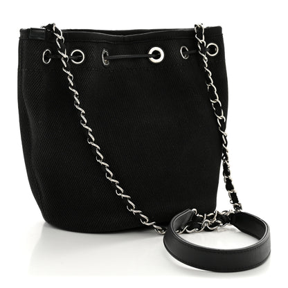 Chanel Canvas Deauville Drawstring Bucket Bag Black 3 of 15