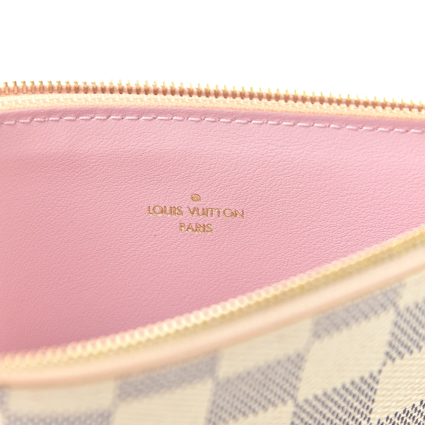 Damier Azur Felicie Chain Wallet Zippered Insert Rose Ballerine