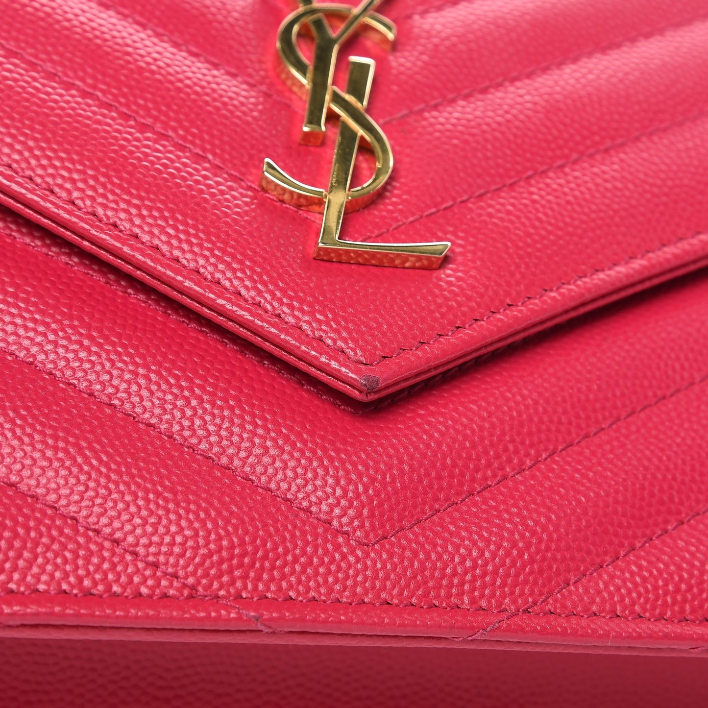 Grain De Poudre Matelasse Chevron Monogram Envelope Chain Wallet Bubblegum
