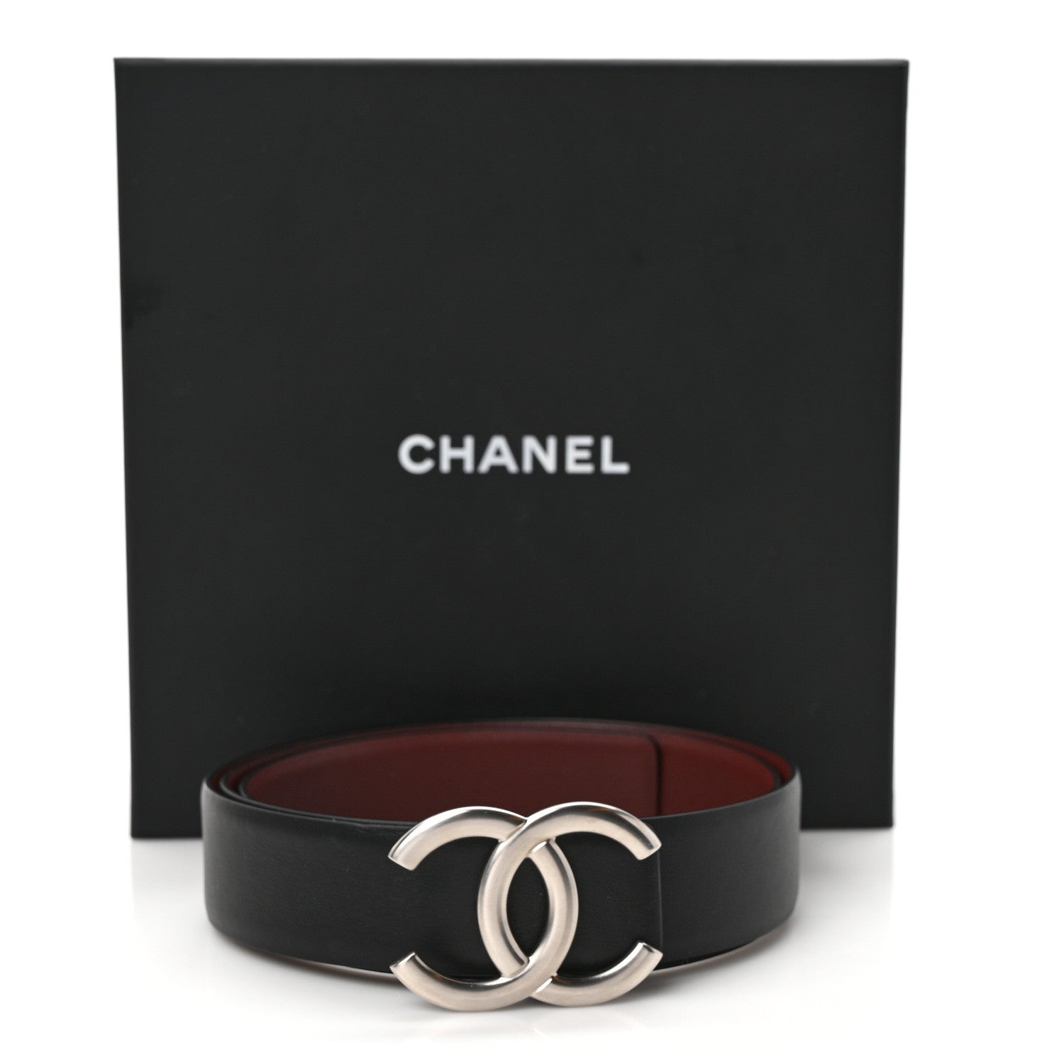 Chanel Calfskin CC Reversible Belt 85 34 Black Burgundy 6 of 6