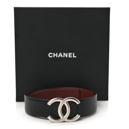Chanel Calfskin CC Reversible Belt 85 34 Black Burgundy 6 of 6