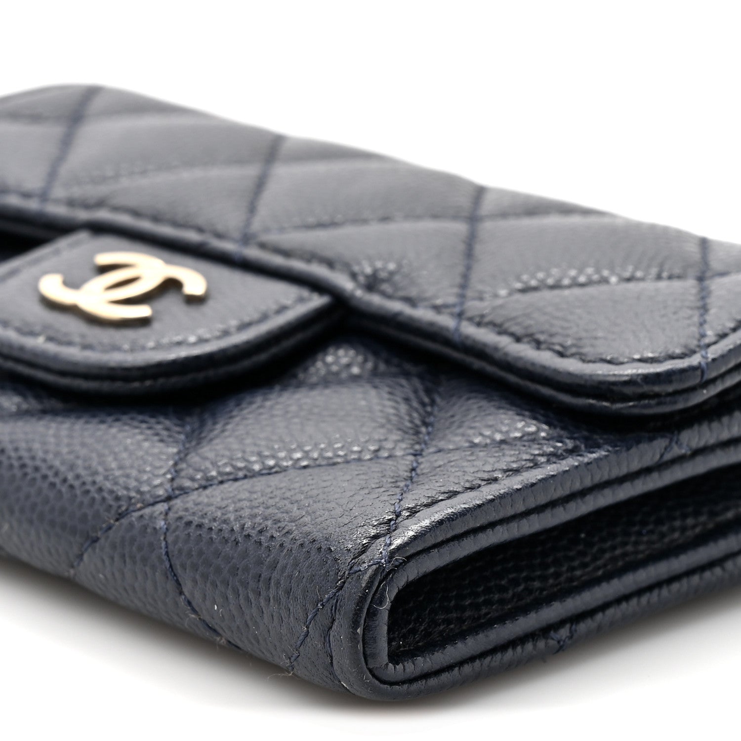 Chanel Caviar Quilted Flap Card Holder Wallet Navy Blue 8 of 9