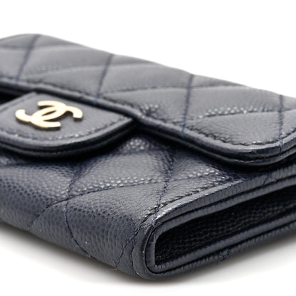 Chanel Caviar Quilted Flap Card Holder Wallet Navy Blue 8 of 9