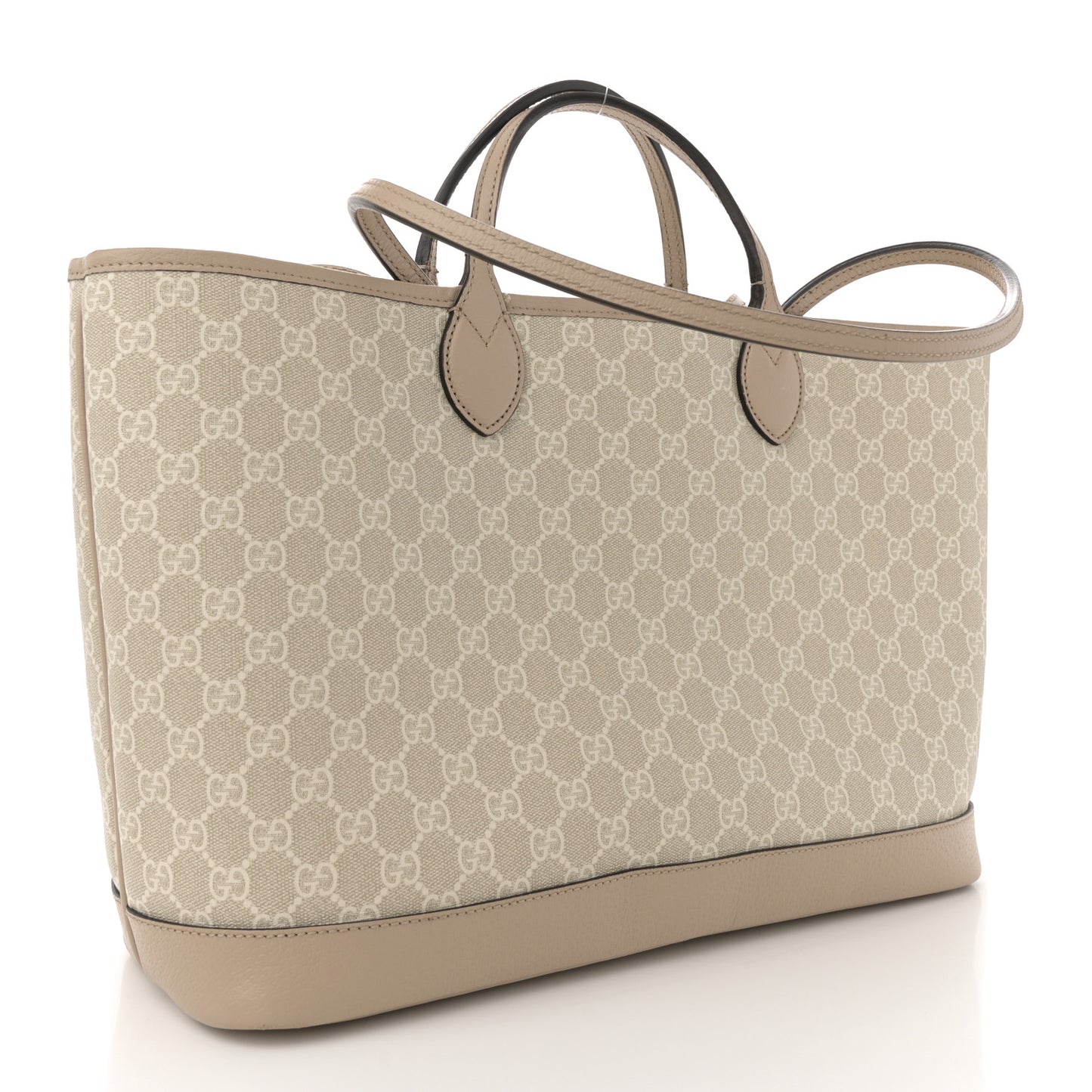 GG Supreme Monogram Textured Calfskin Medium Ophidia Shoulder Tote  Beige Mystic White Oatmeal