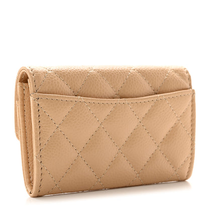 Chanel Caviar Quilted Flap Card Holder Wallet Beige 3 of 8