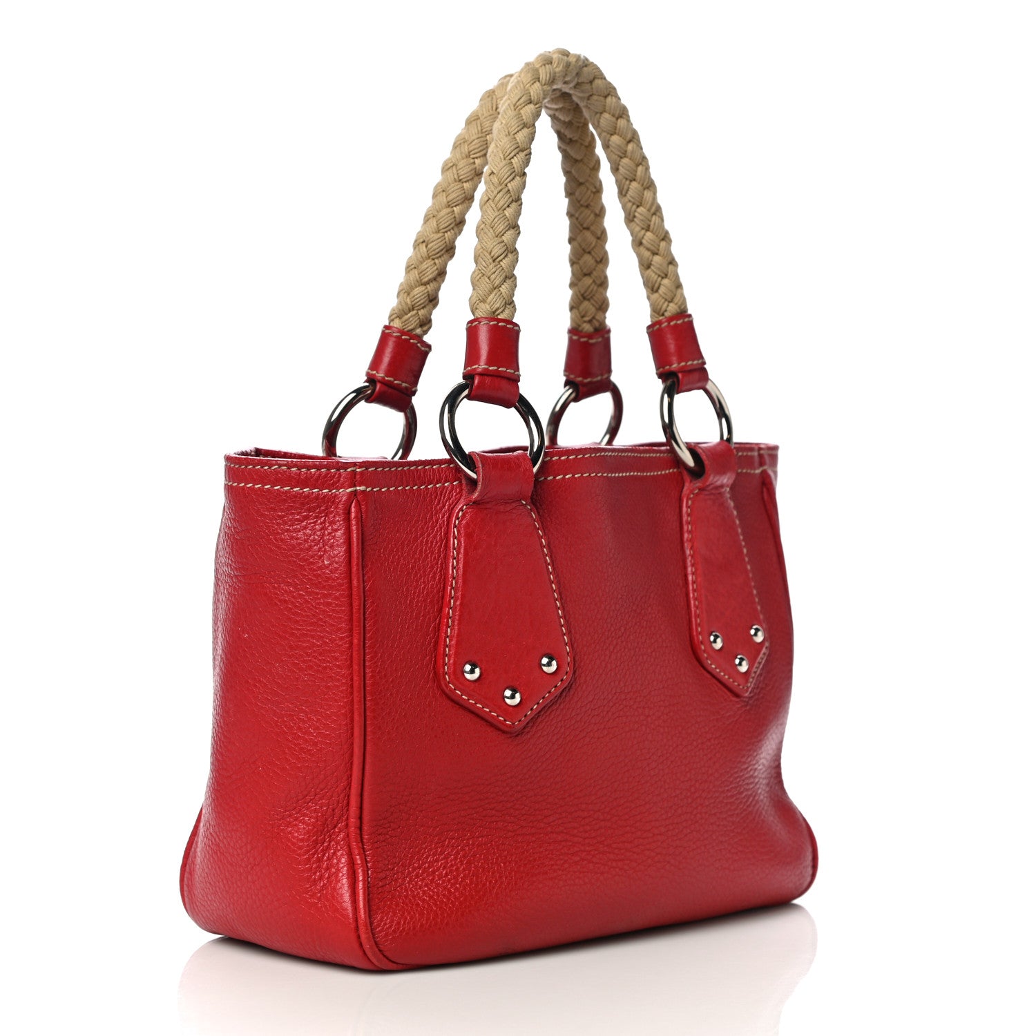 Prada Vitello Daino Rope Mini Tote Rosso 2 of 11