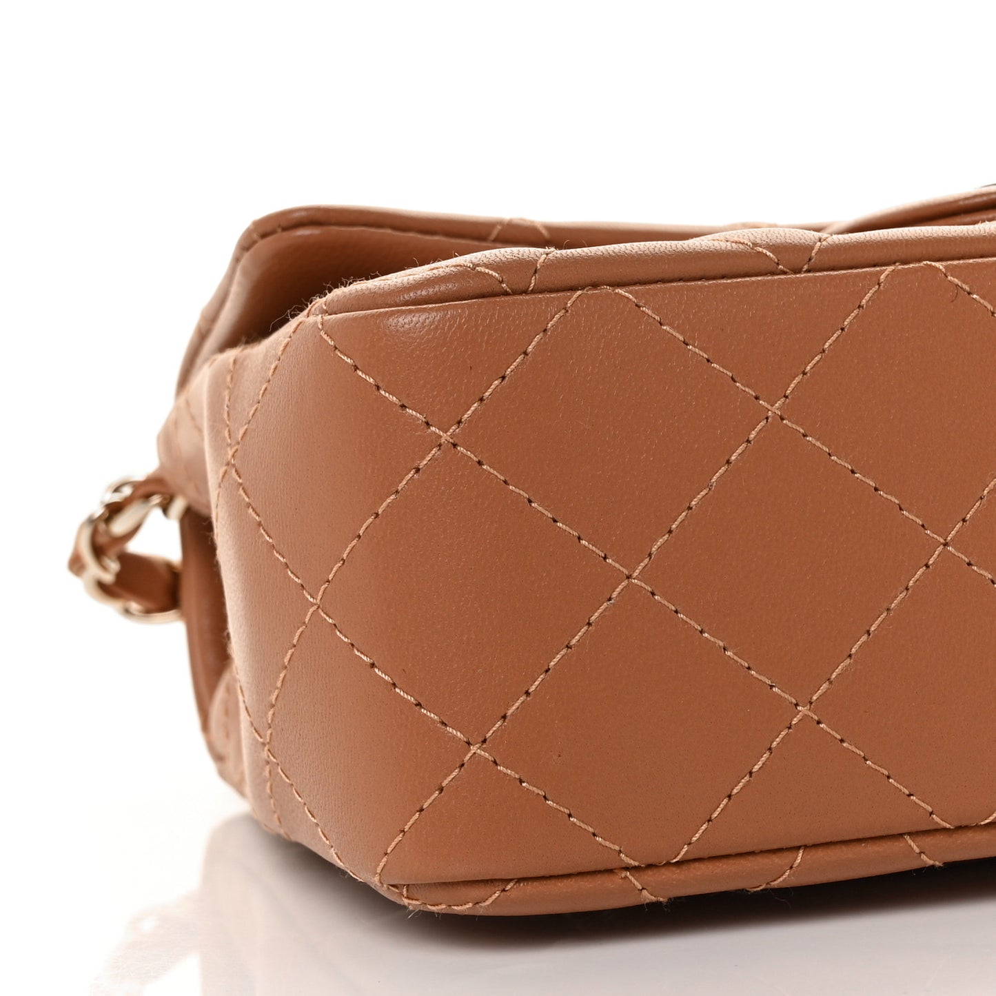 Lambskin Quilted Mini Rectangular Flap Brown