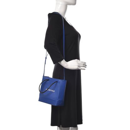 Balenciaga Squared Calfskin Logo Shopping Tote XXS Electric Bleu 2 of 12