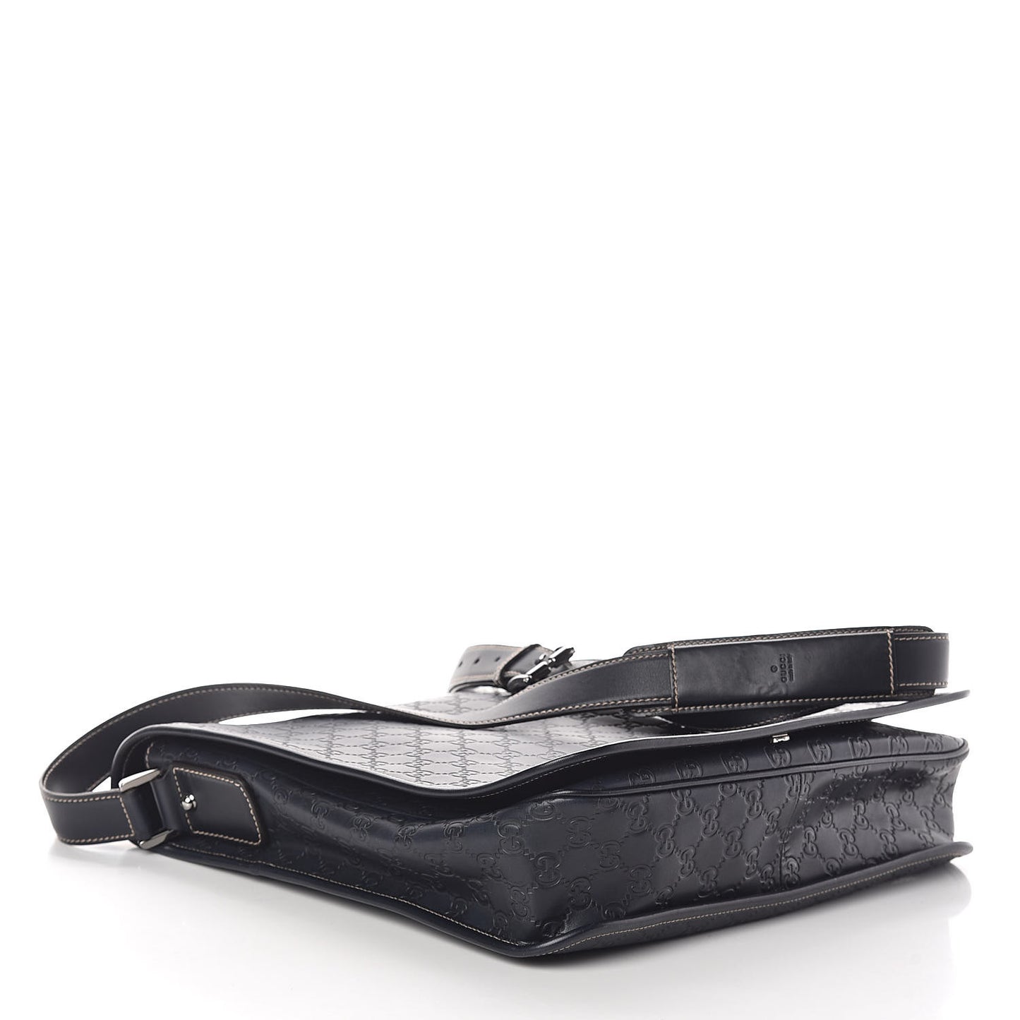 Guccissima Large Flap Messenger Bag Navy