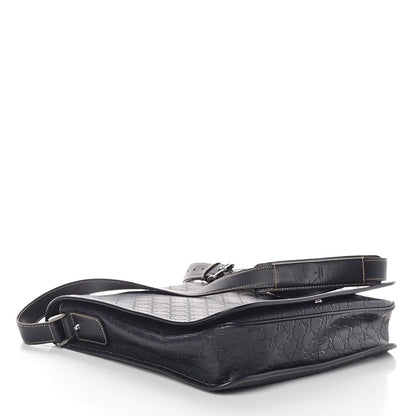Gucci Guccissima Large Flap Messenger Bag Navy 4 of 9