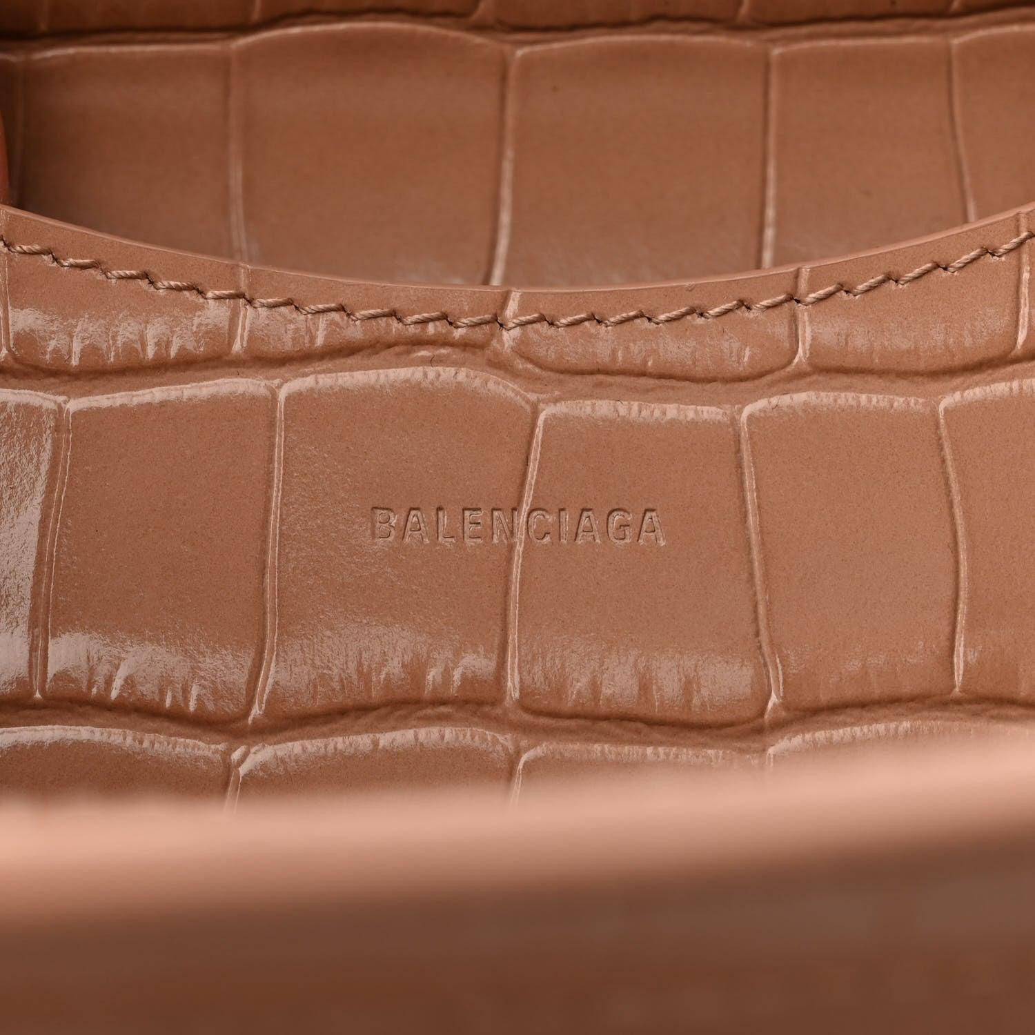 Balenciaga Shiny Supple Calfskin Crocodile Embossed Neo Classic Gold Hardware City Nude Beige 6 of 9