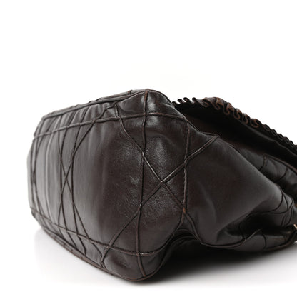Christian Dior Lambskin Cannage Ruffle New Lock Flap Dark Brown 10 of 10