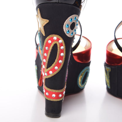 Christian Louboutin Patent Loubi Zeppa 140 Wedges 38.5 Black Red 19 of 20