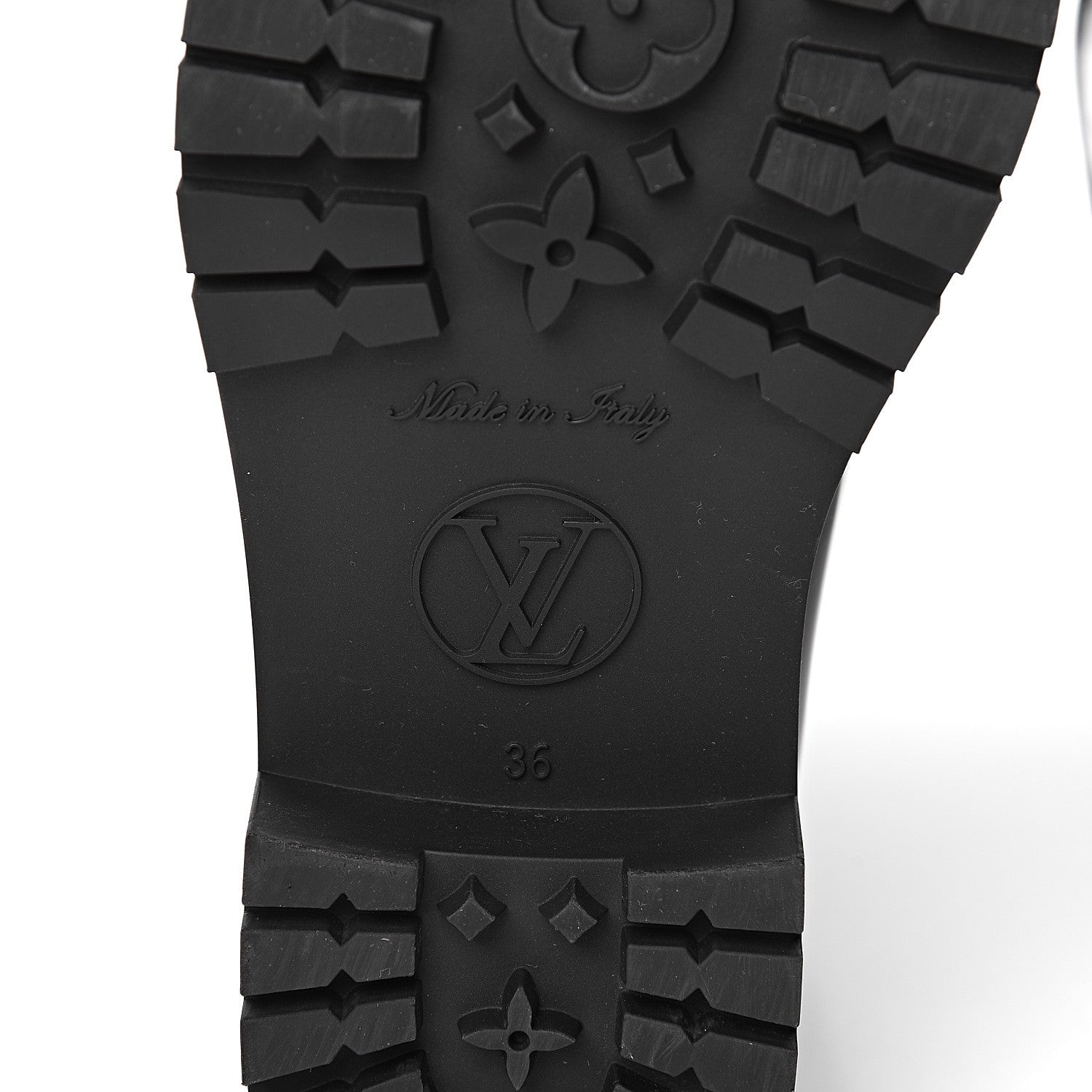 Louis Vuitton Rubber Embossed Monogram Drops Flat Half Boots 36 Black 8 of 11