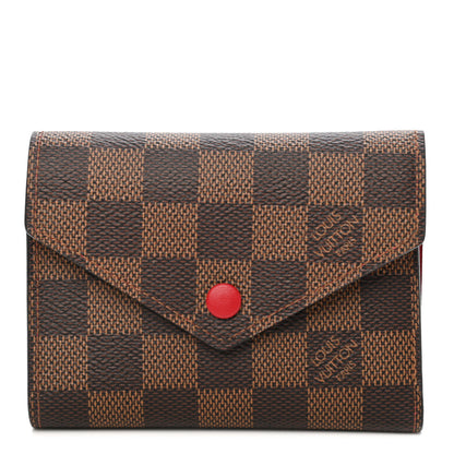 Louis Vuitton Damier Ebene Victorine Wallet Red 1 of 8