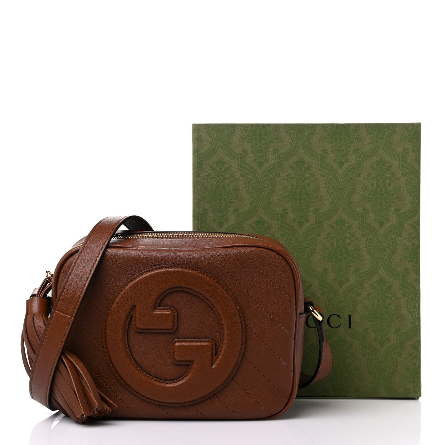 Sakai Be Green Calfskin Diagonal Stitched Small Blondie Shoulder Bag Cuir