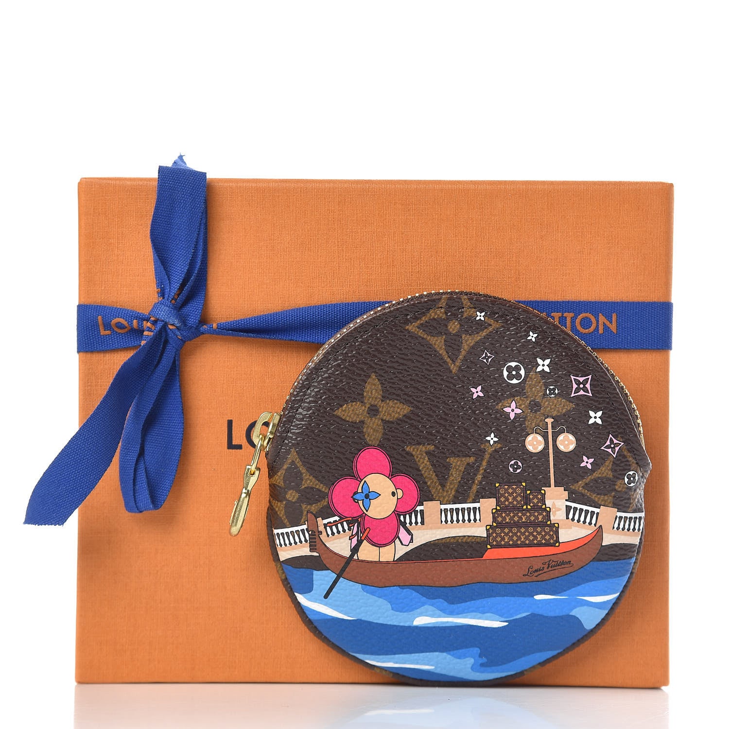 Louis Vuitton Monogram 2019 Christmas Animation Round Coin Purse Blue 8 of 8