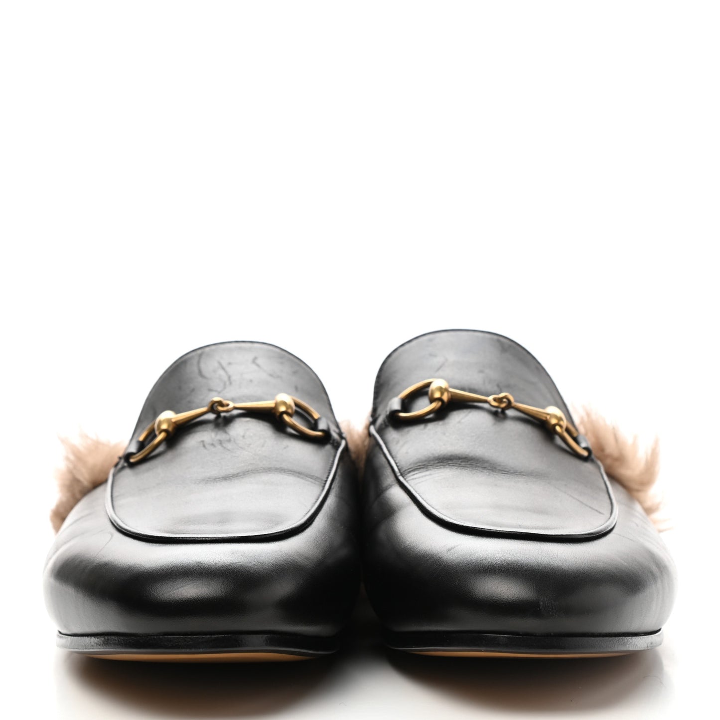 Calfskin Fur Womens Princetown Slippers 40 Black