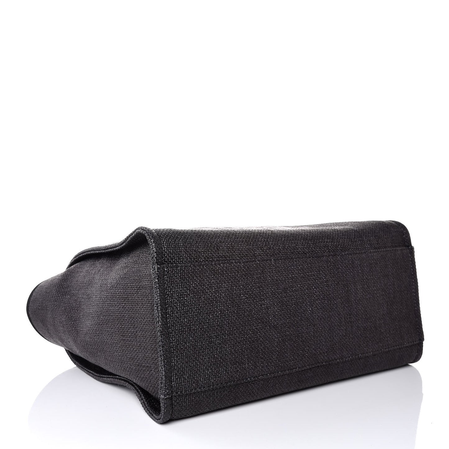 Woven Straw Raffia Large Deauville Tote Black