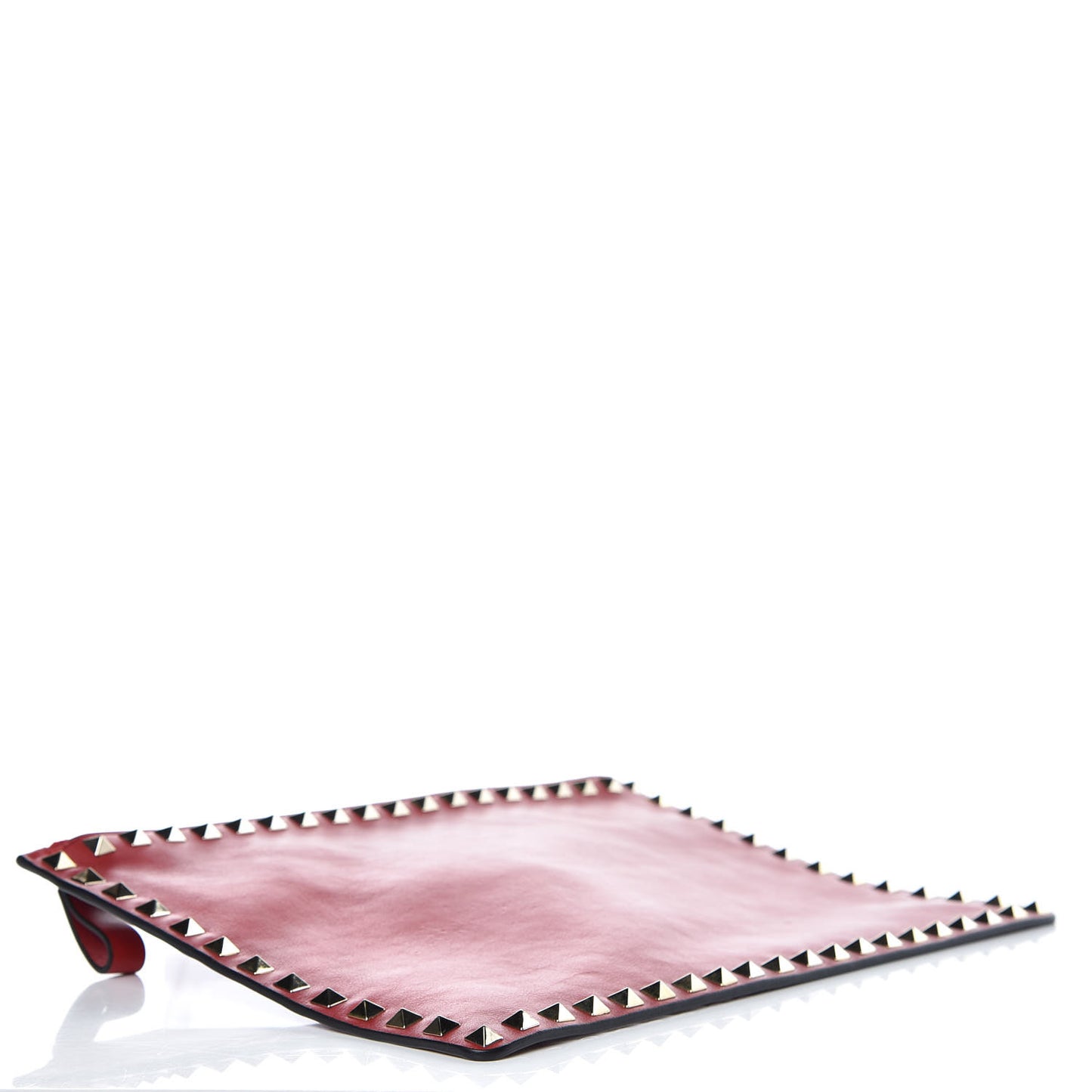 Vitello Large Rockstud Zip Pouch Red