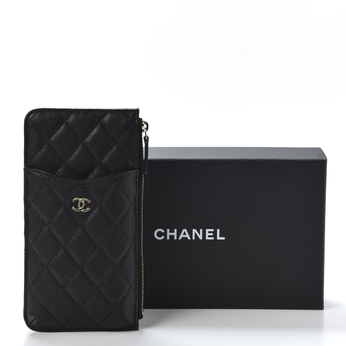 Caviar Quilted Classic Flat Wallet Pouch Black