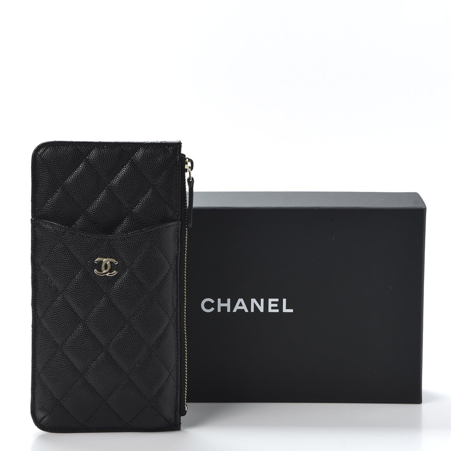 Chanel Caviar Quilted Classic Flat Wallet Pouch Black 9 of 9