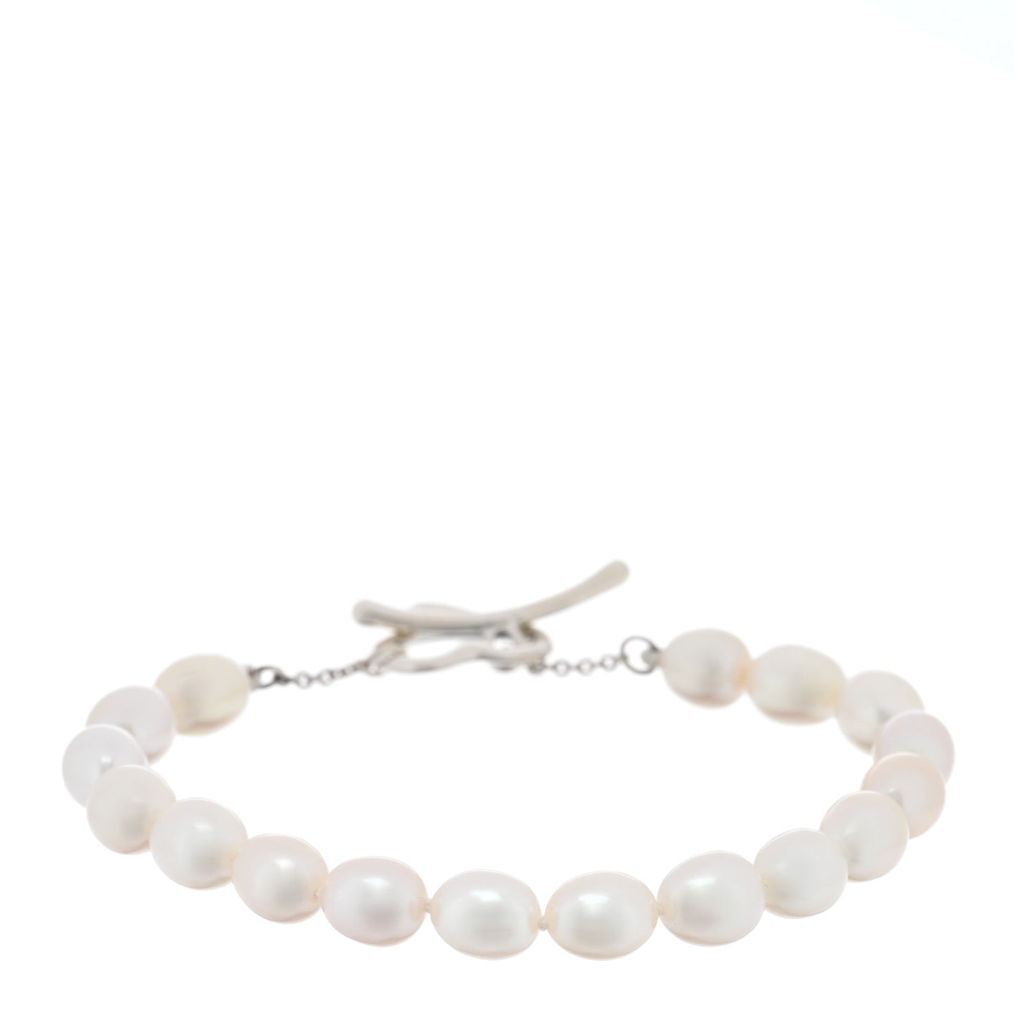 Sterling Silver Cultured Pearl Elsa Peretti Open Heart Bracelet