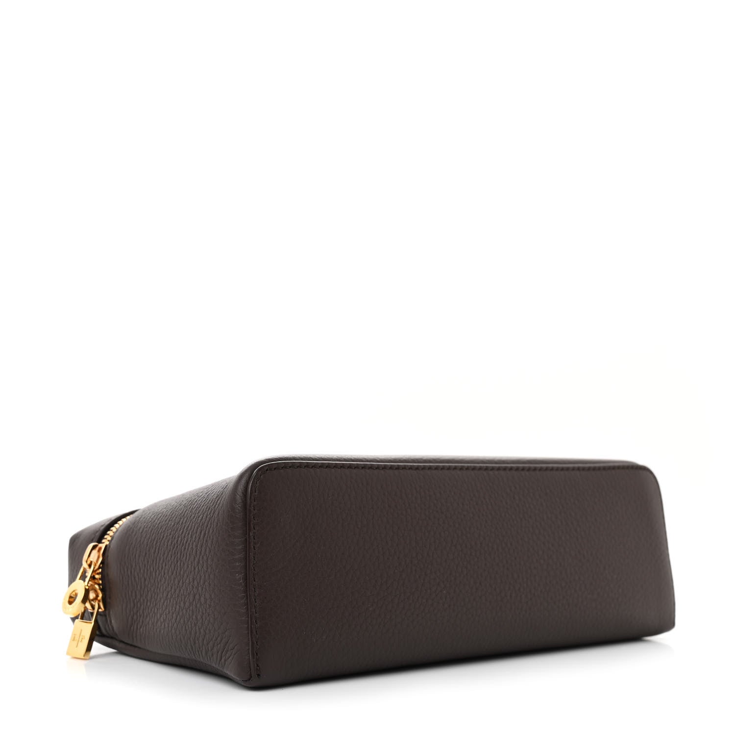 Loro Piana Grained Calfskin L19 Extra Pocket Pouch Dark Chocolate