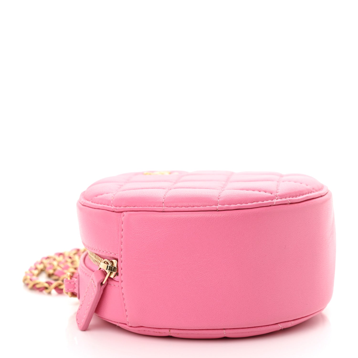 Chanel Lambskin Quilted Round Pearl Crush Clutch With Chain Pink 4 of 10