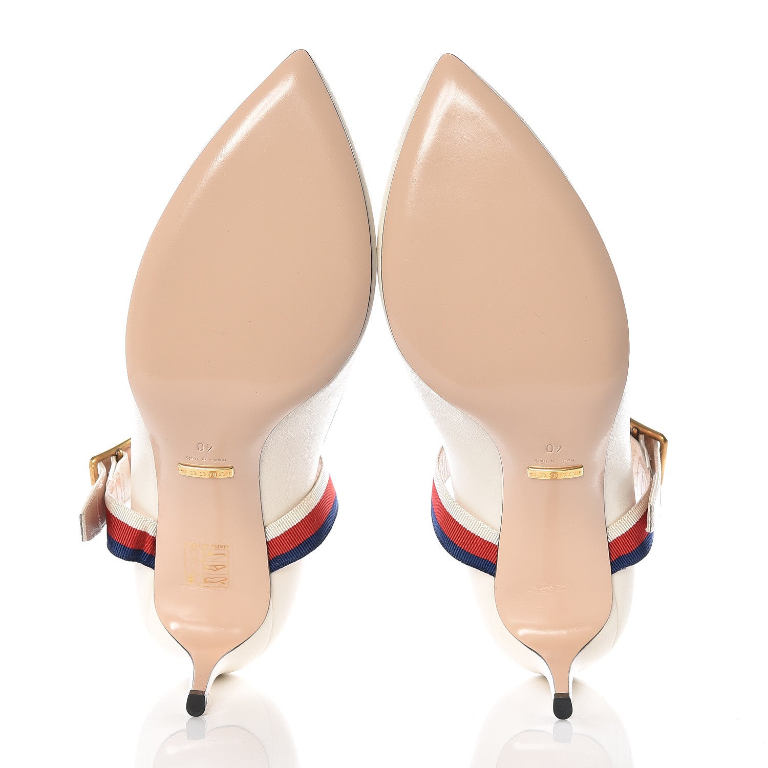 Gucci Malaga Kid Sylvie Mid Heel Pumps 40 Mystic White 9 of 11