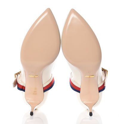 Gucci Malaga Kid Sylvie Mid Heel Pumps 40 Mystic White 9 of 11