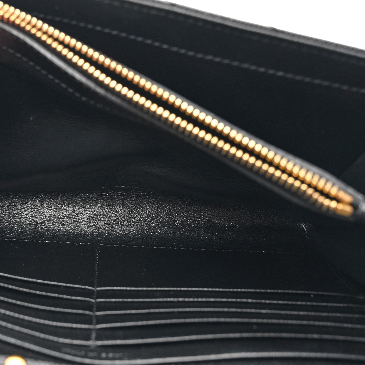 Saint Laurent Grain De Poudre Matelasse Chevron Monogram Chain Wallet Black 6 of 15