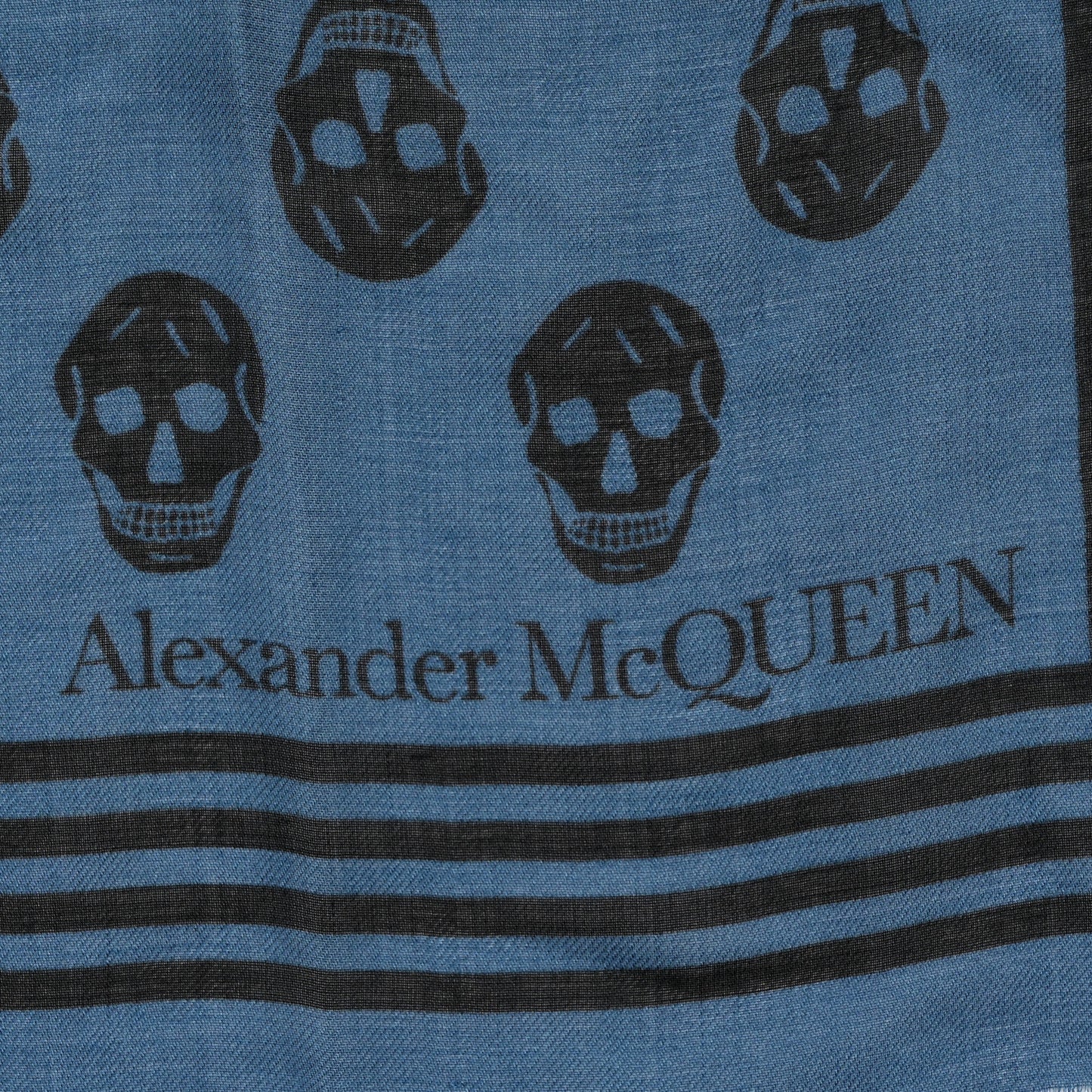 Silk Daybreak Biker Skull Print Scarf Blue White