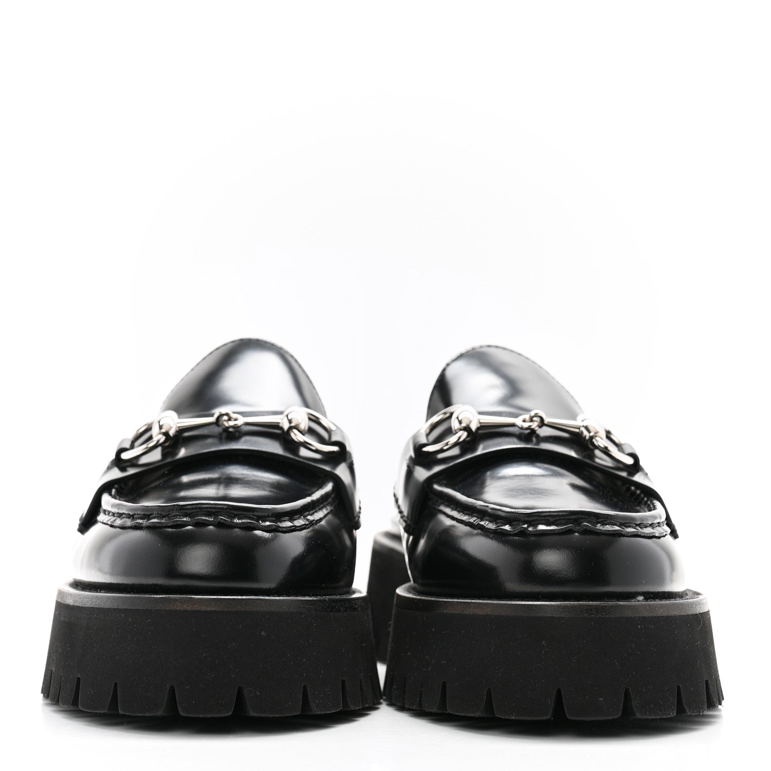 Gucci Magnum Calfskin Womens Horsebit Platform Mules 37.5 Black 2 of 11