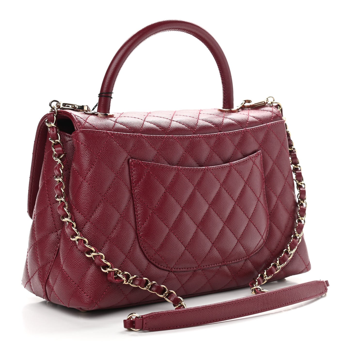Caviar Lizard Embossed Quilted Small Coco Handle Flap Burgundy