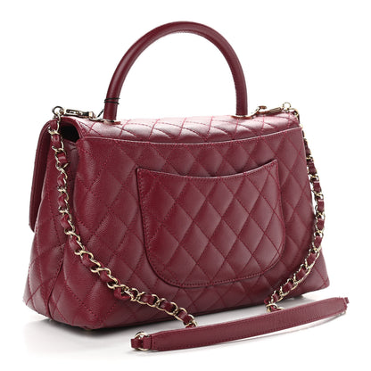 Chanel Caviar Lizard Embossed Quilted Small Coco Handle Flap Burgundy 3 of 11