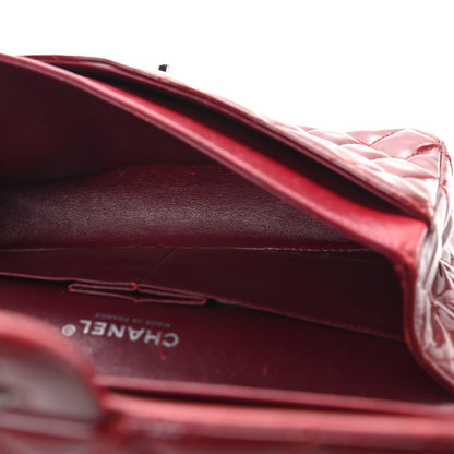 Chanel Patent Calfskin Quilted Medium Double Flap Dark Red 4 of 14