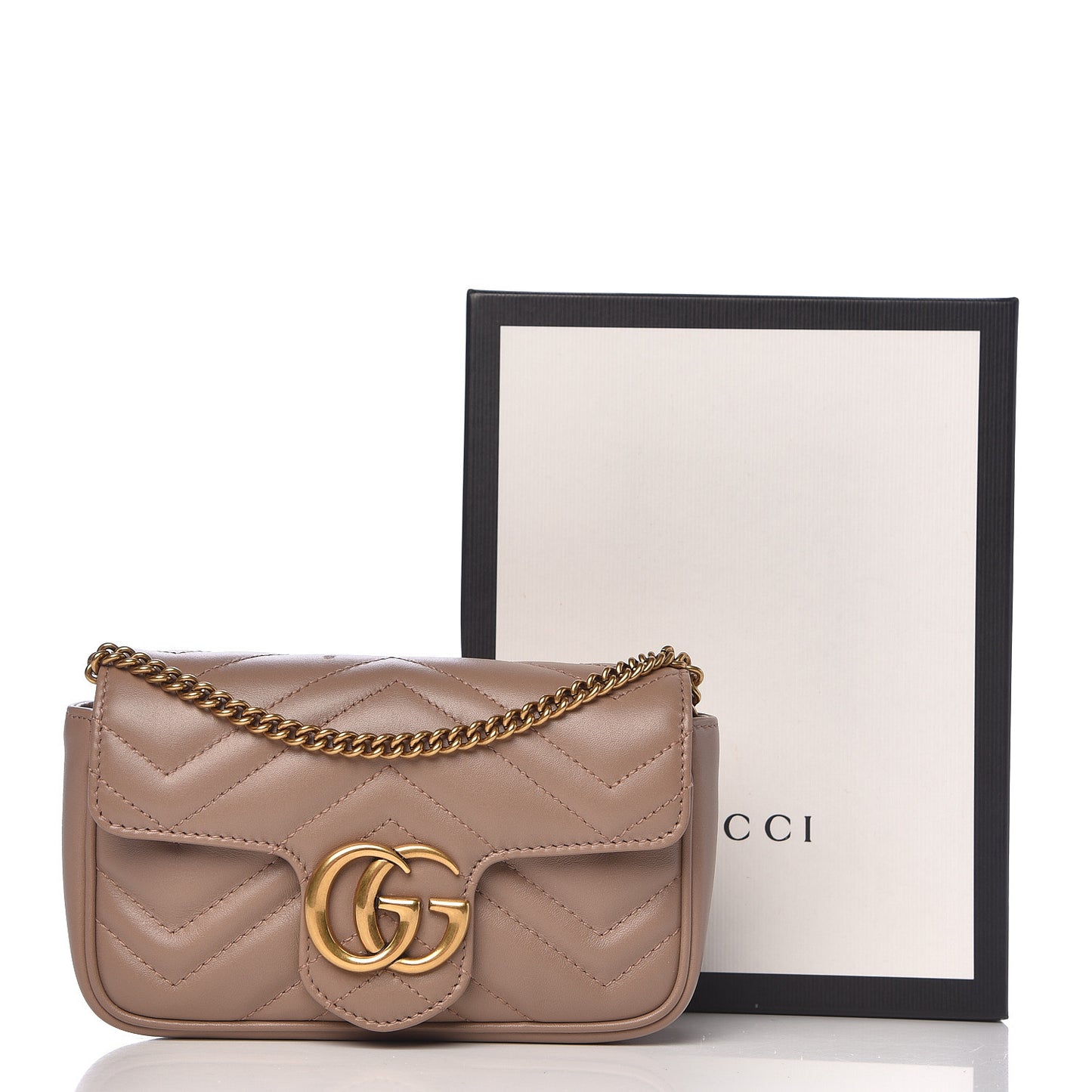 Calfskin Matelasse Super Mini GG Marmont Shoulder Bag Porcelain Rose