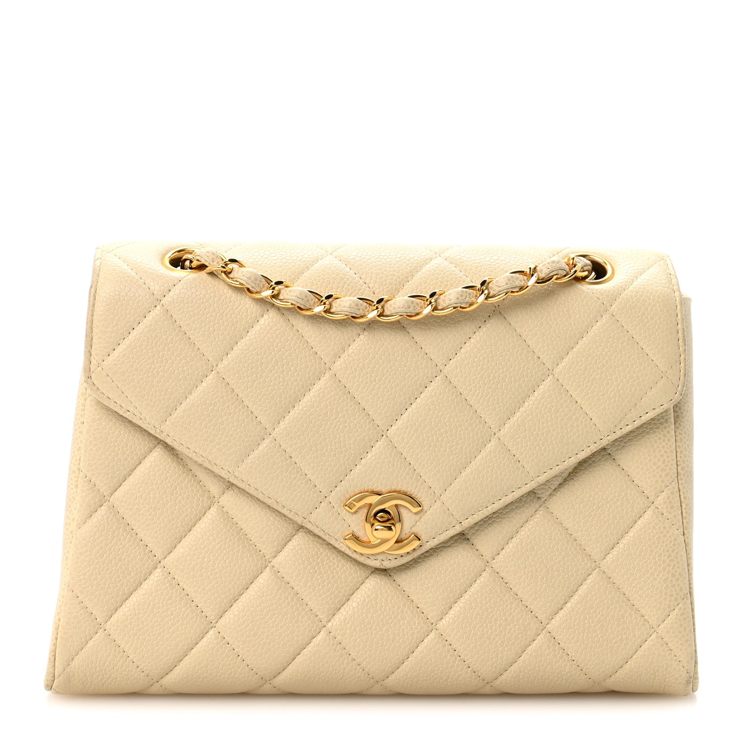 Chanel Caviar Quilted Medium Single Flap Light Beige 1 of 14