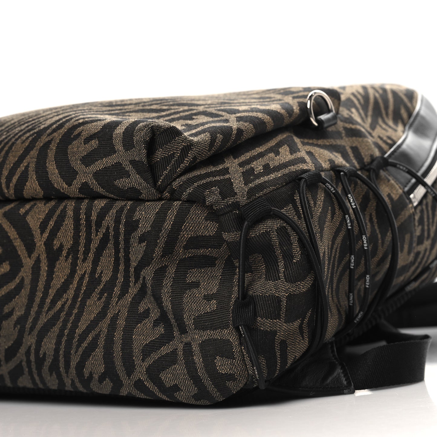 X SARAH COLEMAN Fabric Jacquard Vitello Grace Light Woven Lanyard FF Vertigo Pouch Pocket Backpack Tobacco Moro Black