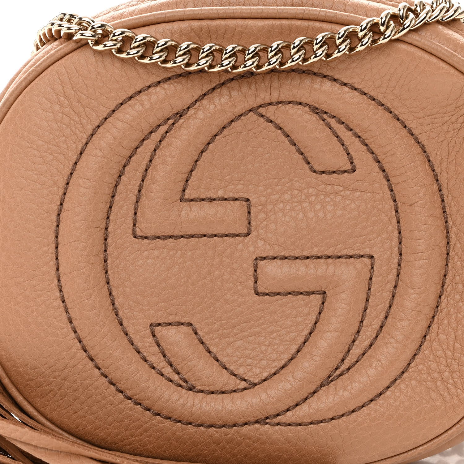 Gucci Pebbled Calfskin Mini Soho Chain Bag Camelia 8 of 10