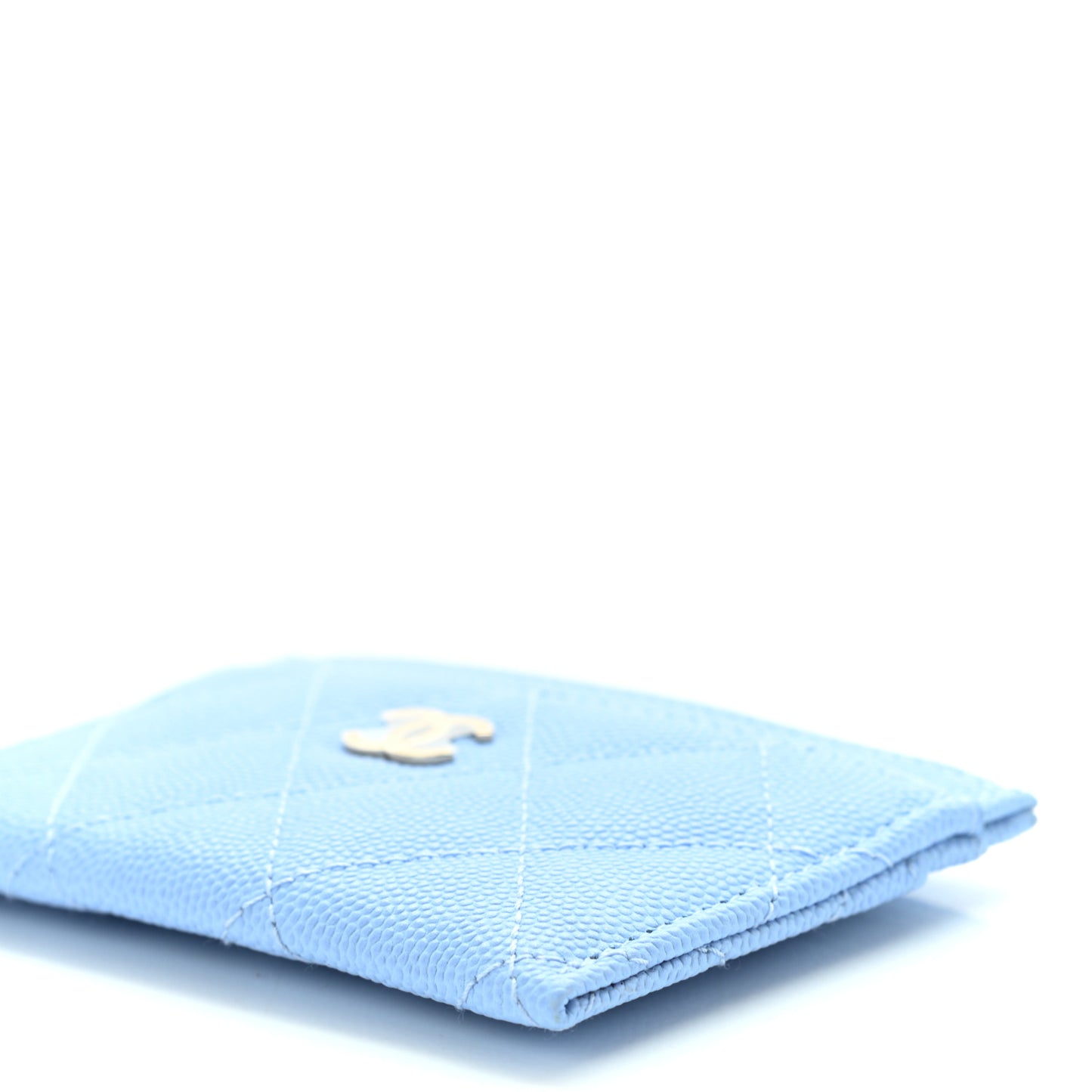Caviar Quilted Card Holder Light Blue