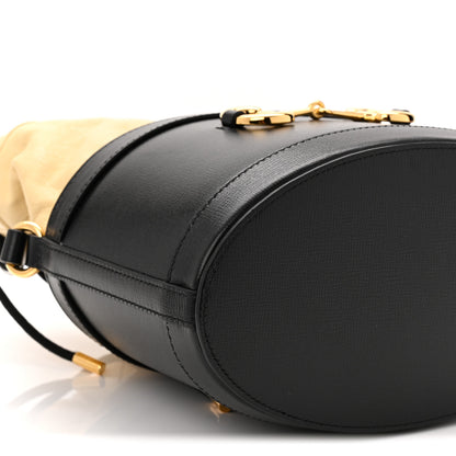 Gucci Azalea Sakai Be Green Calfskin Horsebit 1955 Drawstring Bucket Bag Black Butter 9 of 10