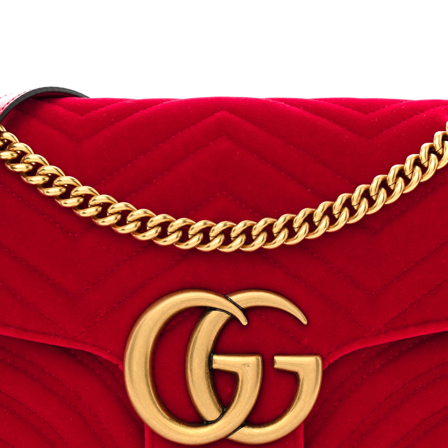 Velvet Matelasse Medium GG Marmont Shoulder Bag Hibiscus Red