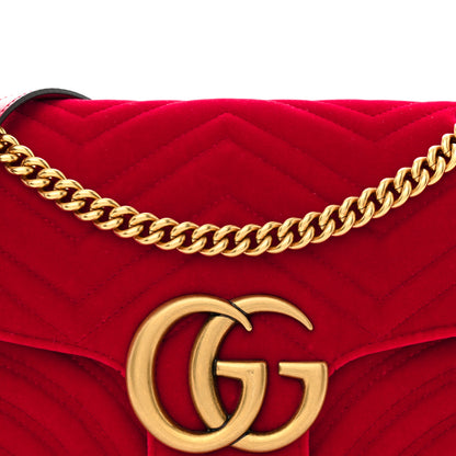 Gucci Velvet Matelasse Medium GG Marmont Shoulder Bag Hibiscus Red 8 of 10